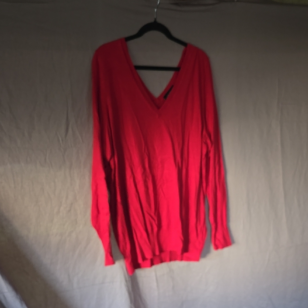 Lane Bryant Red V-Neck Sweater Soft Knit